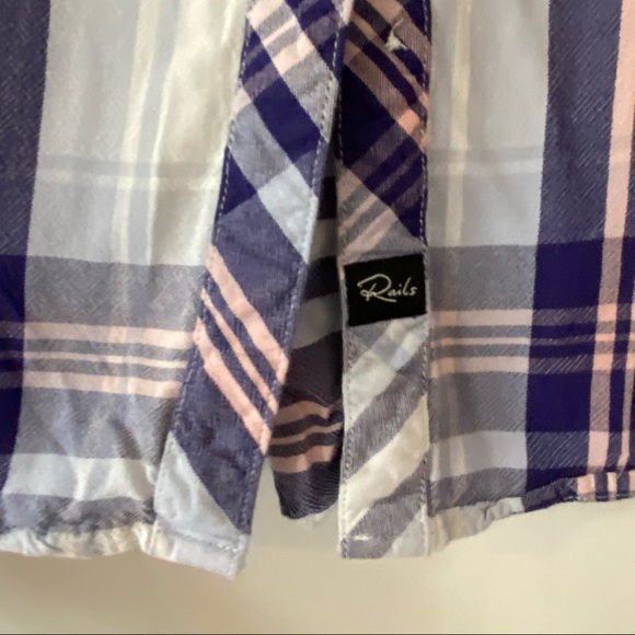 Rails Blue & Pink Plaid Rayon Button-front Shirt - Picture 3 of 8